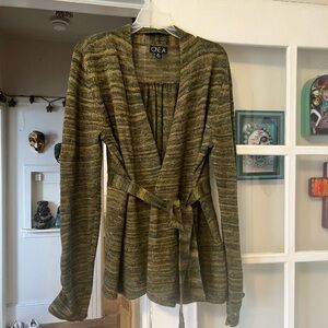 One A Charcoal Knit Cardigan Nordstrom Brand / muted green and yellow